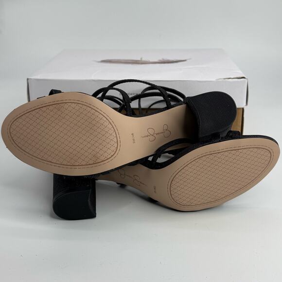 NEW Jessica Simpson Stassey Strappy Block Heels Size 9 Black Glitter Sandals NWT - Picture 6 of 7